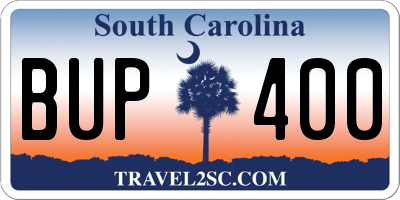 SC license plate BUP400