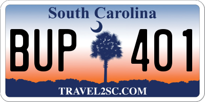 SC license plate BUP401