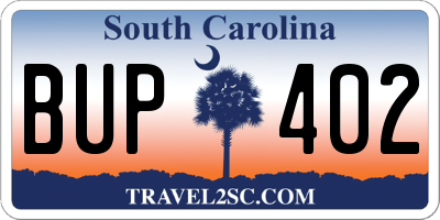 SC license plate BUP402