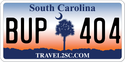 SC license plate BUP404