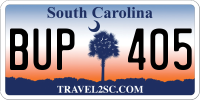 SC license plate BUP405