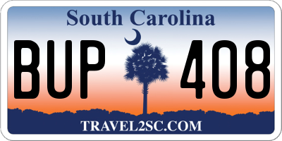 SC license plate BUP408