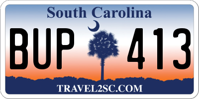 SC license plate BUP413