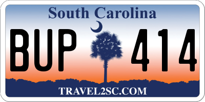 SC license plate BUP414