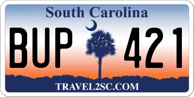 SC license plate BUP421