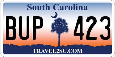 SC license plate BUP423