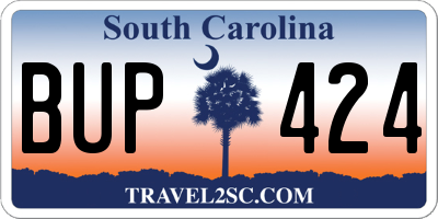 SC license plate BUP424