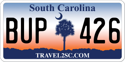 SC license plate BUP426