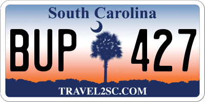 SC license plate BUP427