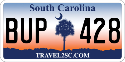 SC license plate BUP428