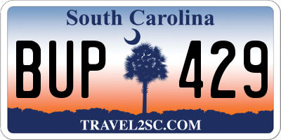 SC license plate BUP429