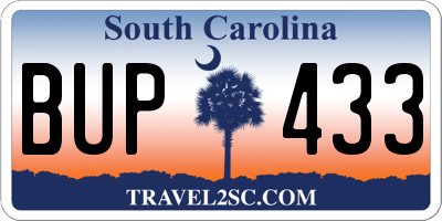 SC license plate BUP433