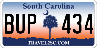 SC license plate BUP434