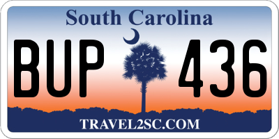 SC license plate BUP436