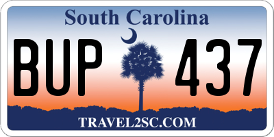 SC license plate BUP437