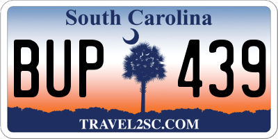SC license plate BUP439