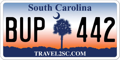 SC license plate BUP442