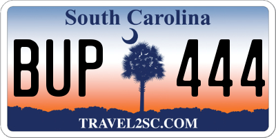 SC license plate BUP444