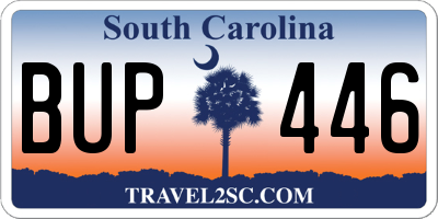 SC license plate BUP446