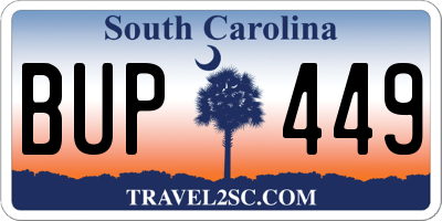 SC license plate BUP449