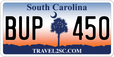 SC license plate BUP450