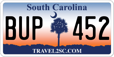 SC license plate BUP452