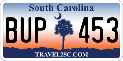 SC license plate BUP453