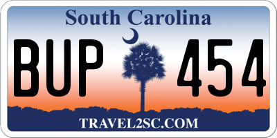 SC license plate BUP454