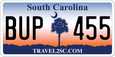 SC license plate BUP455