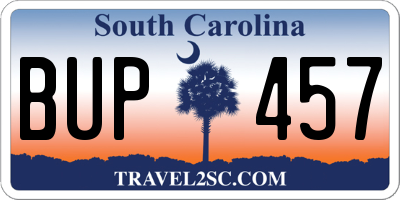 SC license plate BUP457
