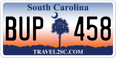 SC license plate BUP458