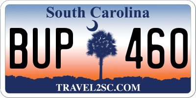 SC license plate BUP460