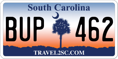 SC license plate BUP462