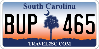 SC license plate BUP465