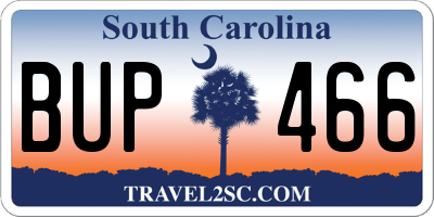 SC license plate BUP466