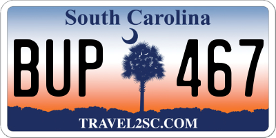 SC license plate BUP467
