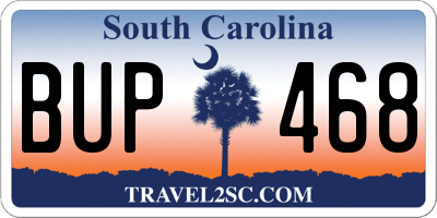 SC license plate BUP468