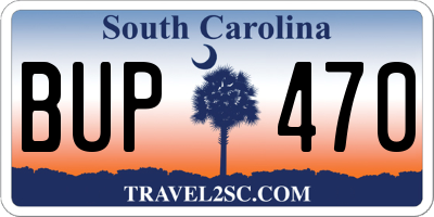 SC license plate BUP470