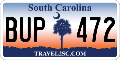 SC license plate BUP472