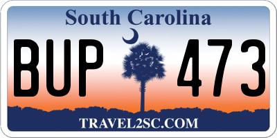 SC license plate BUP473
