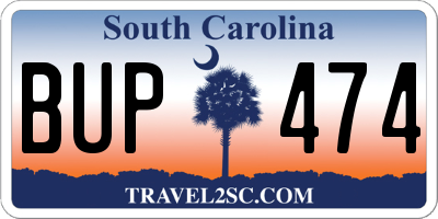 SC license plate BUP474