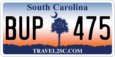 SC license plate BUP475