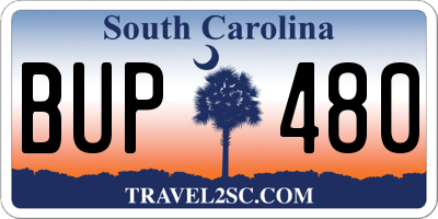 SC license plate BUP480
