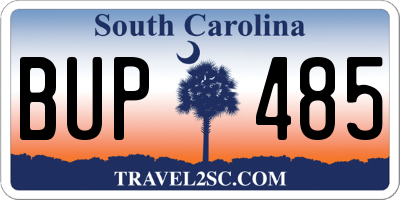 SC license plate BUP485