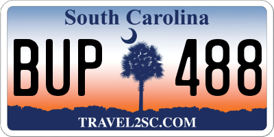 SC license plate BUP488