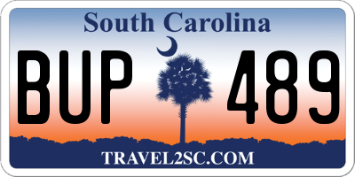 SC license plate BUP489
