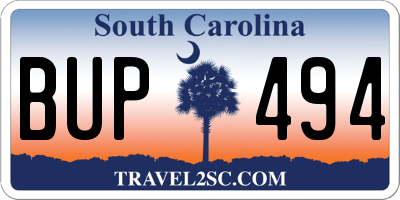 SC license plate BUP494