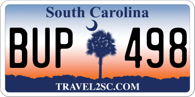 SC license plate BUP498