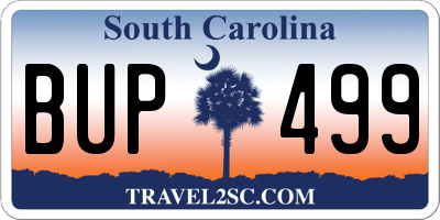 SC license plate BUP499