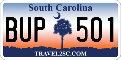 SC license plate BUP501